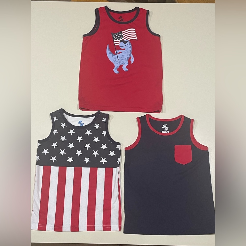 Red, white and blue boy tank tops. Place sport 4T